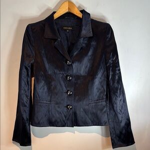 Vintage Escada navy blue silk blend Women's blazer size medium (38)